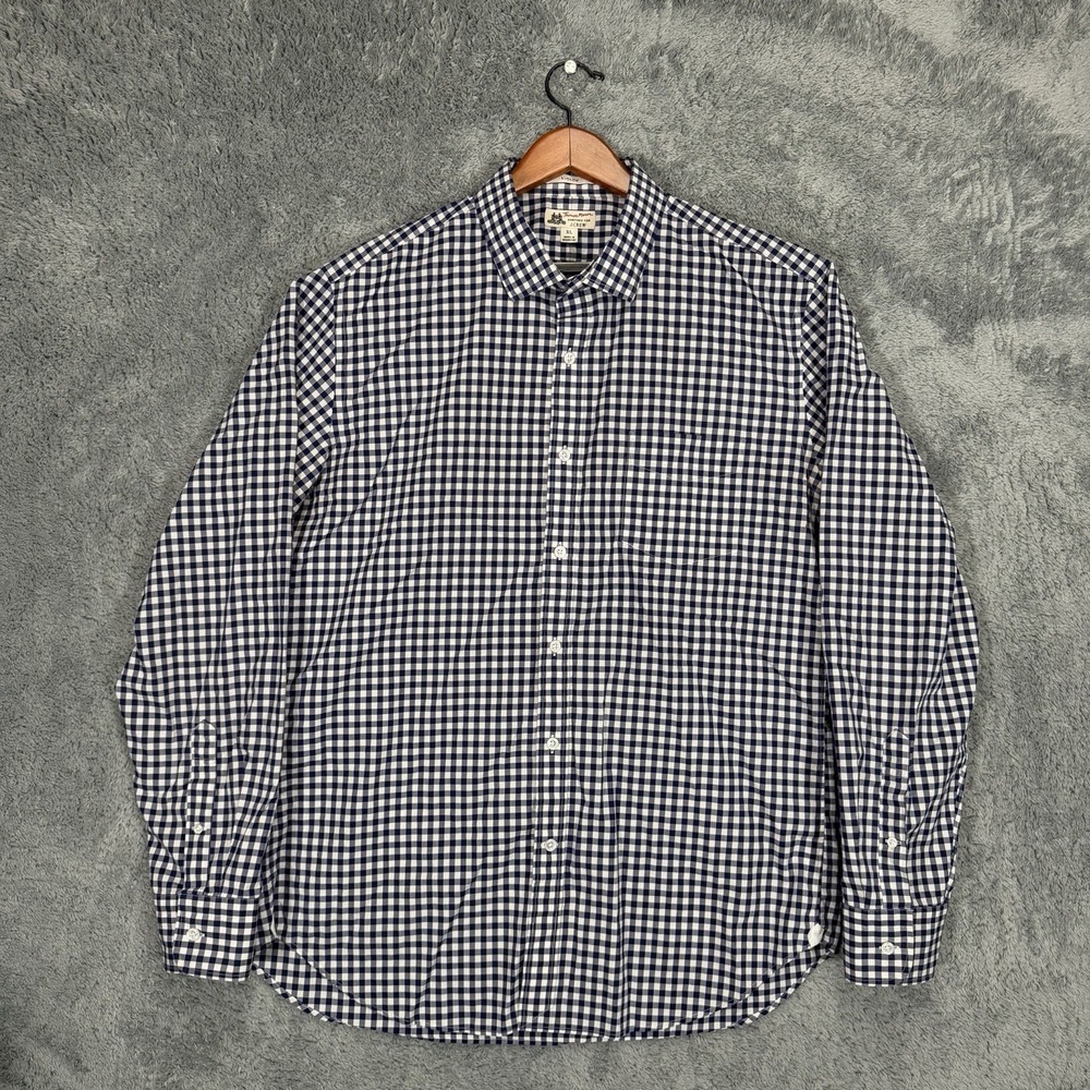 J Crew Ludlow Shirt Mens XL Blue Gingham Check 100% Cotton Thomas‎ Mason